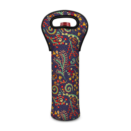 Mandala Floral Bohemian Pattern Print Single Neoprene Wine Tote