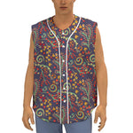 Mandala Floral Bohemian Pattern Print Sleeveless Baseball Jersey