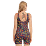 Mandala Floral Bohemian Pattern Print Sleeveless One Piece Swimsuit