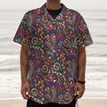 Mandala Floral Bohemian Pattern Print Textured Short Sleeve Shirt