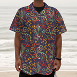 Mandala Floral Bohemian Pattern Print Textured Short Sleeve Shirt