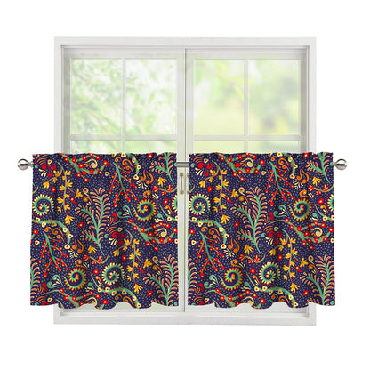 Mandala Floral Bohemian Pattern Print Tier Curtains