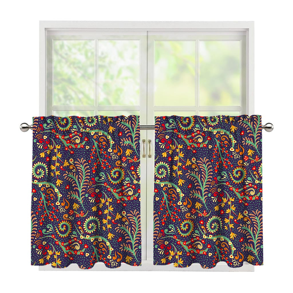 Mandala Floral Bohemian Pattern Print Tier Curtains