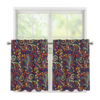 Mandala Floral Bohemian Pattern Print Tier Curtains