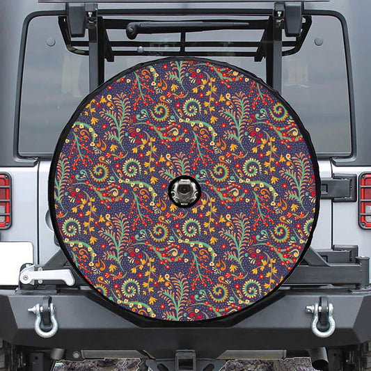 Mandala Floral Bohemian Pattern Print Tire Cover With Camera Hole