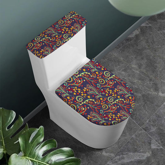 Mandala Floral Bohemian Pattern Print Toilet Lid And Tank Cover Set