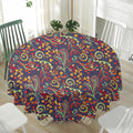 Mandala Floral Bohemian Pattern Print Waterproof Round Tablecloth