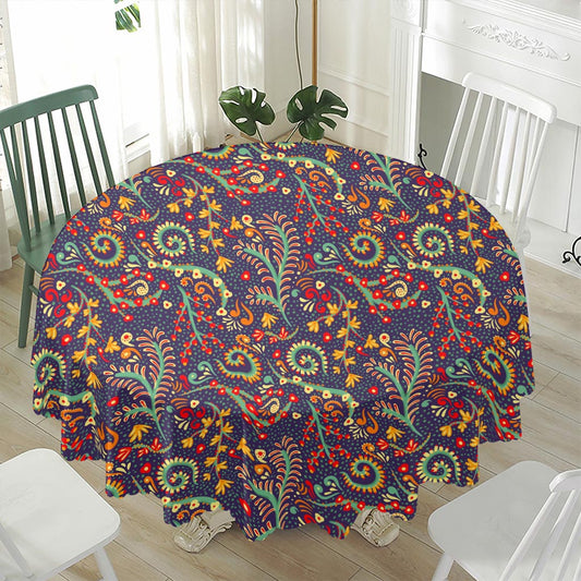 Mandala Floral Bohemian Pattern Print Waterproof Round Tablecloth