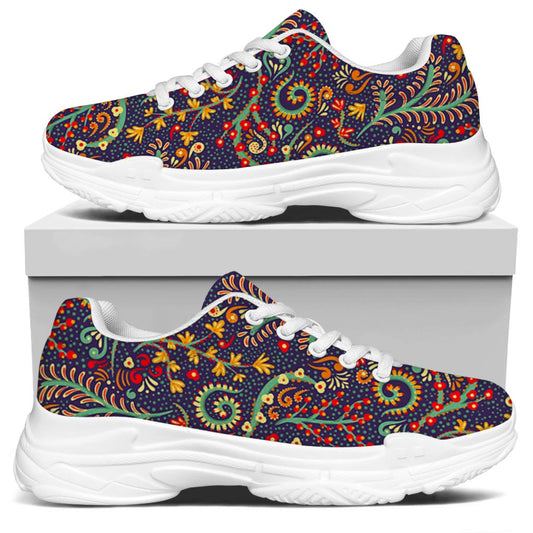 Mandala Floral Bohemian Pattern Print White Chunky Shoes