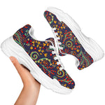 Mandala Floral Bohemian Pattern Print White Chunky Shoes