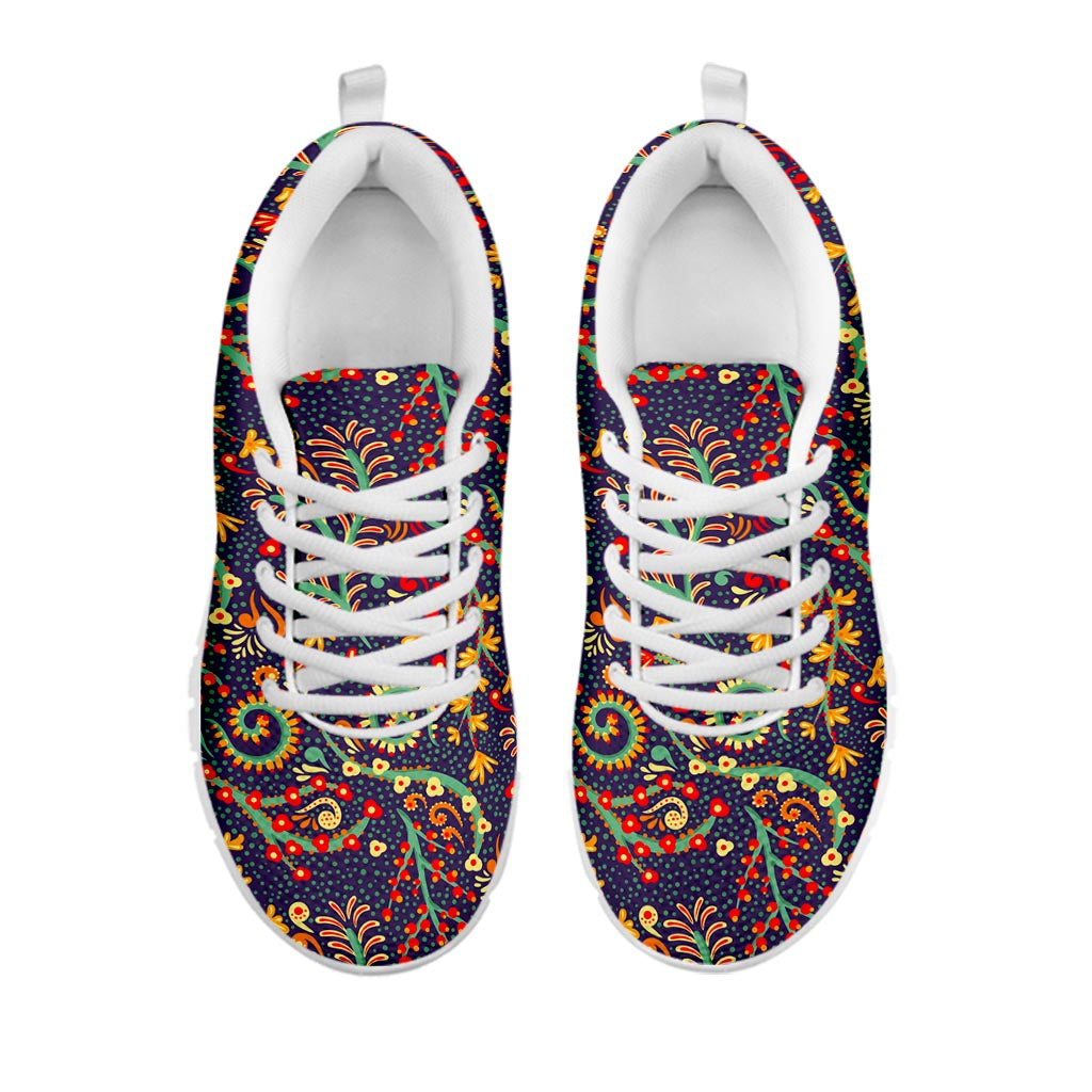 Mandala Floral Bohemian Pattern Print White Running Shoes