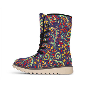 Mandala Floral Bohemian Pattern Print Winter Boots