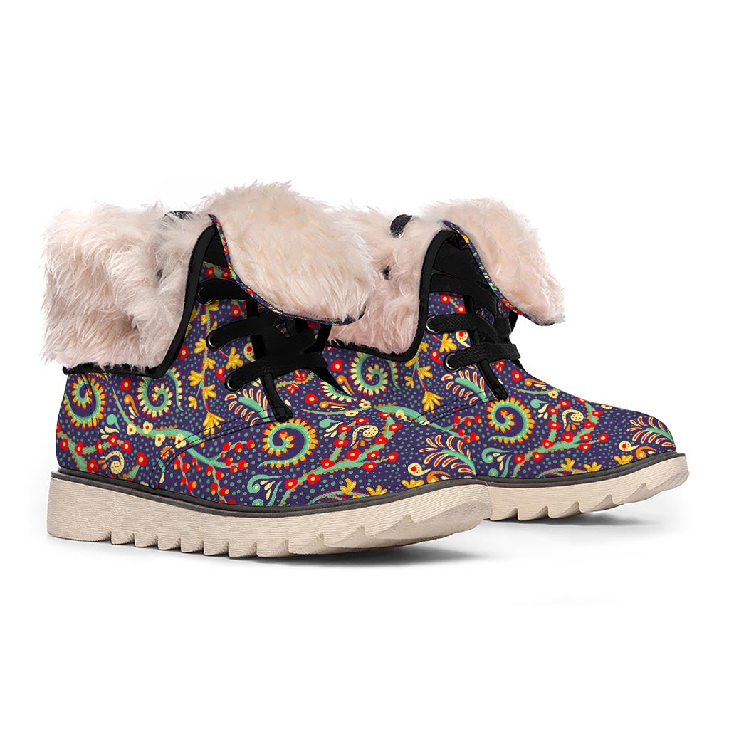 Mandala Floral Bohemian Pattern Print Winter Boots