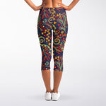 Mandala Floral Bohemian Pattern Print Women's Capri Leggings