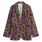 Mandala Floral Bohemian Pattern Print Women's Cotton Blazer