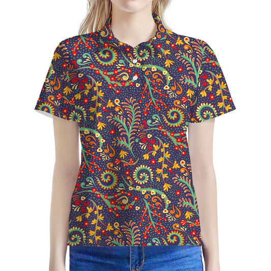 Mandala Floral Bohemian Pattern Print Women's Polo Shirt