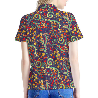 Mandala Floral Bohemian Pattern Print Women's Polo Shirt