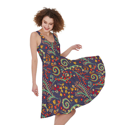 Mandala Floral Bohemian Pattern Print Women's Sleeveless Dress