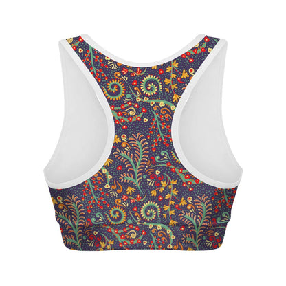 Mandala Floral Bohemian Pattern Print Women's Sports Bra