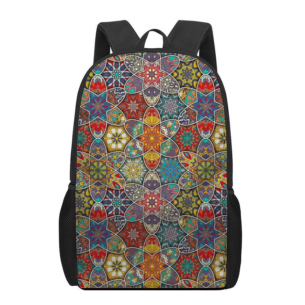 Mandala Star Bohemian Pattern Print 17 Inch Backpack