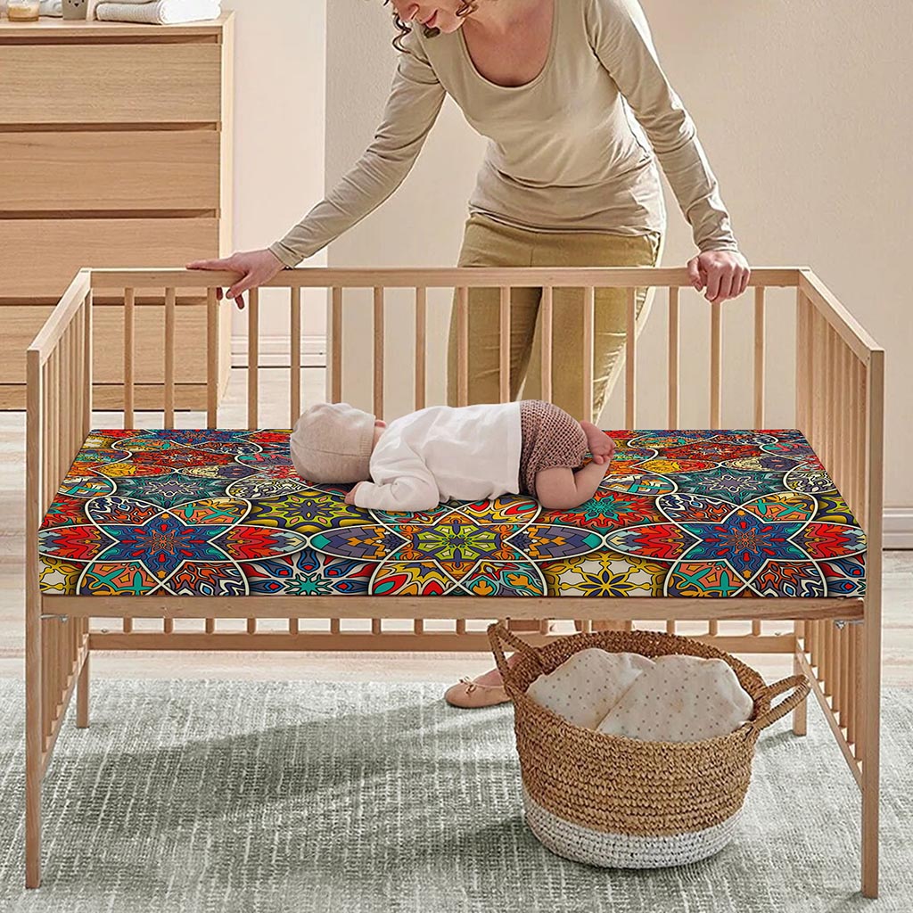 Mandala Star Bohemian Pattern Print Baby Crib Sheet