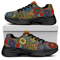 Mandala Star Bohemian Pattern Print Black Chunky Shoes