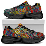 Mandala Star Bohemian Pattern Print Black Chunky Shoes