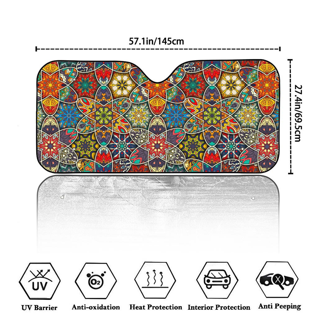 Mandala Star Bohemian Pattern Print Car Windshield Sun Shade