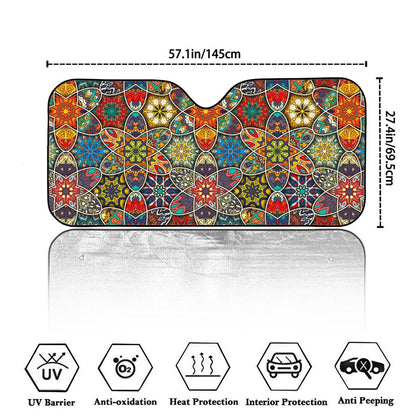 Mandala Star Bohemian Pattern Print Car Windshield Sun Shade