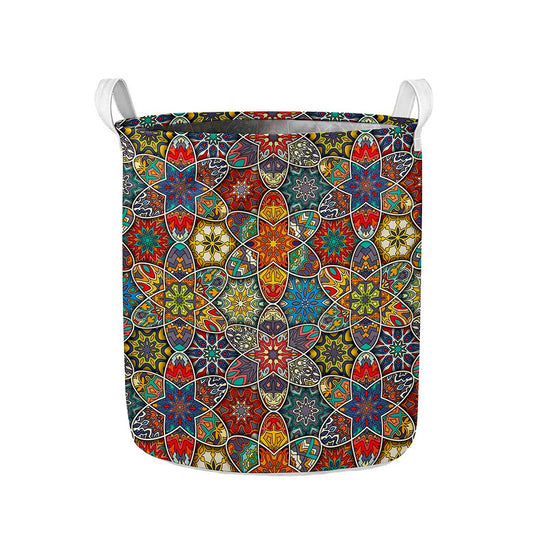 Mandala Star Bohemian Pattern Print Collapsible Laundry Basket