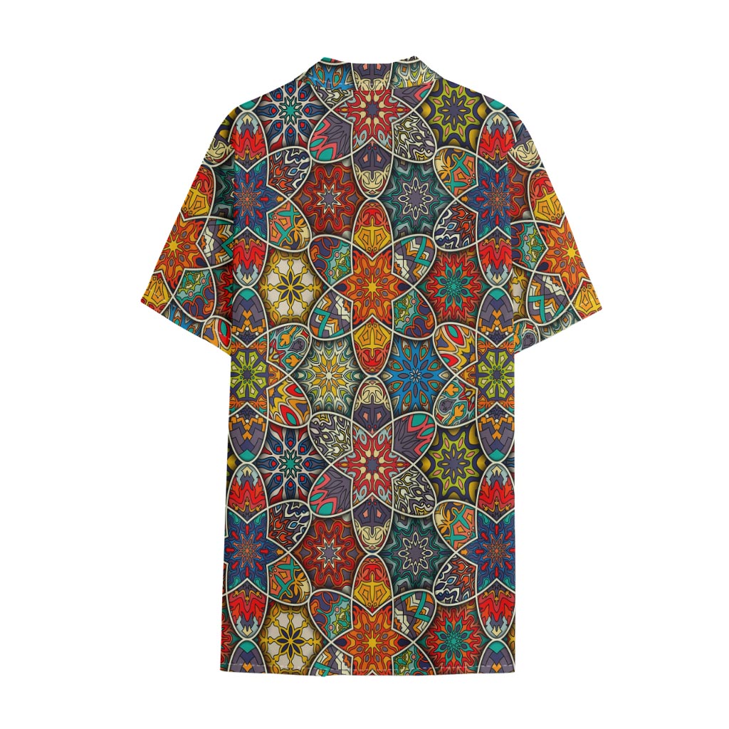 Mandala Star Bohemian Pattern Print Cotton Hawaiian Shirt
