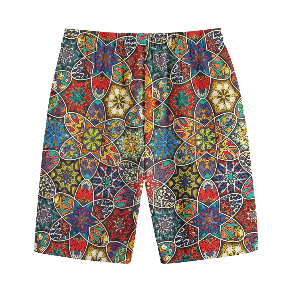 Mandala Star Bohemian Pattern Print Cotton Shorts
