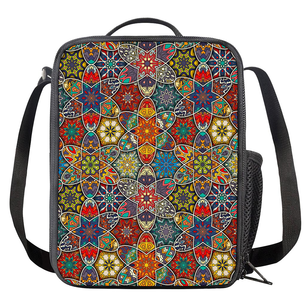 Mandala Star Bohemian Pattern Print Crossbody Lunch Bag