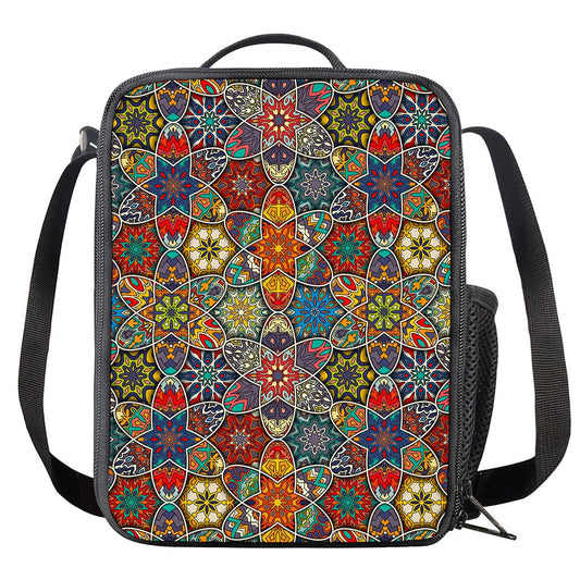 Mandala Star Bohemian Pattern Print Crossbody Lunch Bag