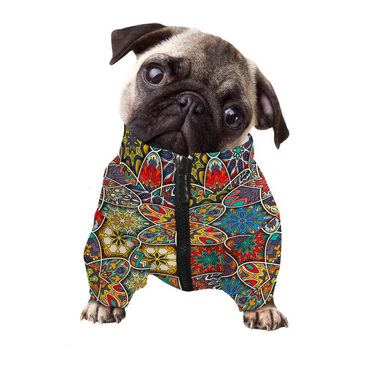 Mandala Star Bohemian Pattern Print Dog Zip Up Jacket