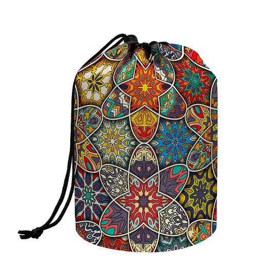 Mandala Star Bohemian Pattern Print Drawstring Makeup Bag