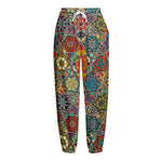 Mandala Star Bohemian Pattern Print Fleece Lined Knit Pants
