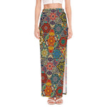 Mandala Star Bohemian Pattern Print High Slit Maxi Skirt