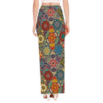 Mandala Star Bohemian Pattern Print High Slit Maxi Skirt