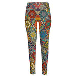 Mandala Star Bohemian Pattern Print High-Waisted Pocket Leggings