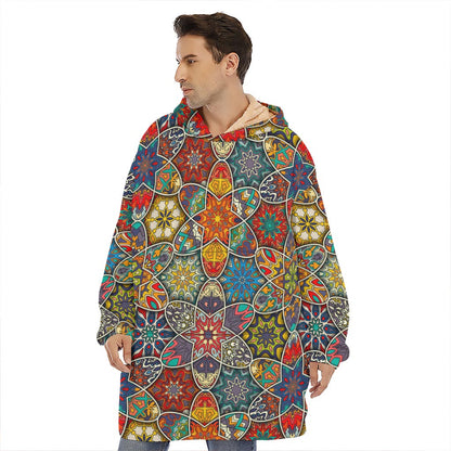 Mandala Star Bohemian Pattern Print Hoodie Blanket