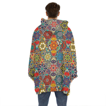 Mandala Star Bohemian Pattern Print Hoodie Blanket