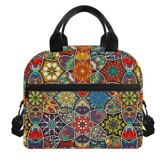 Mandala Star Bohemian Pattern Print Insulated Lunch Bag