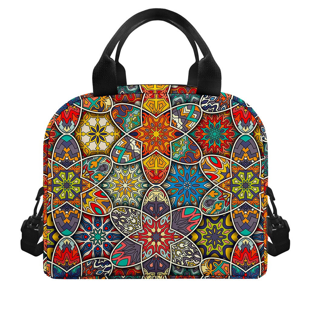 Mandala Star Bohemian Pattern Print Insulated Lunch Bag