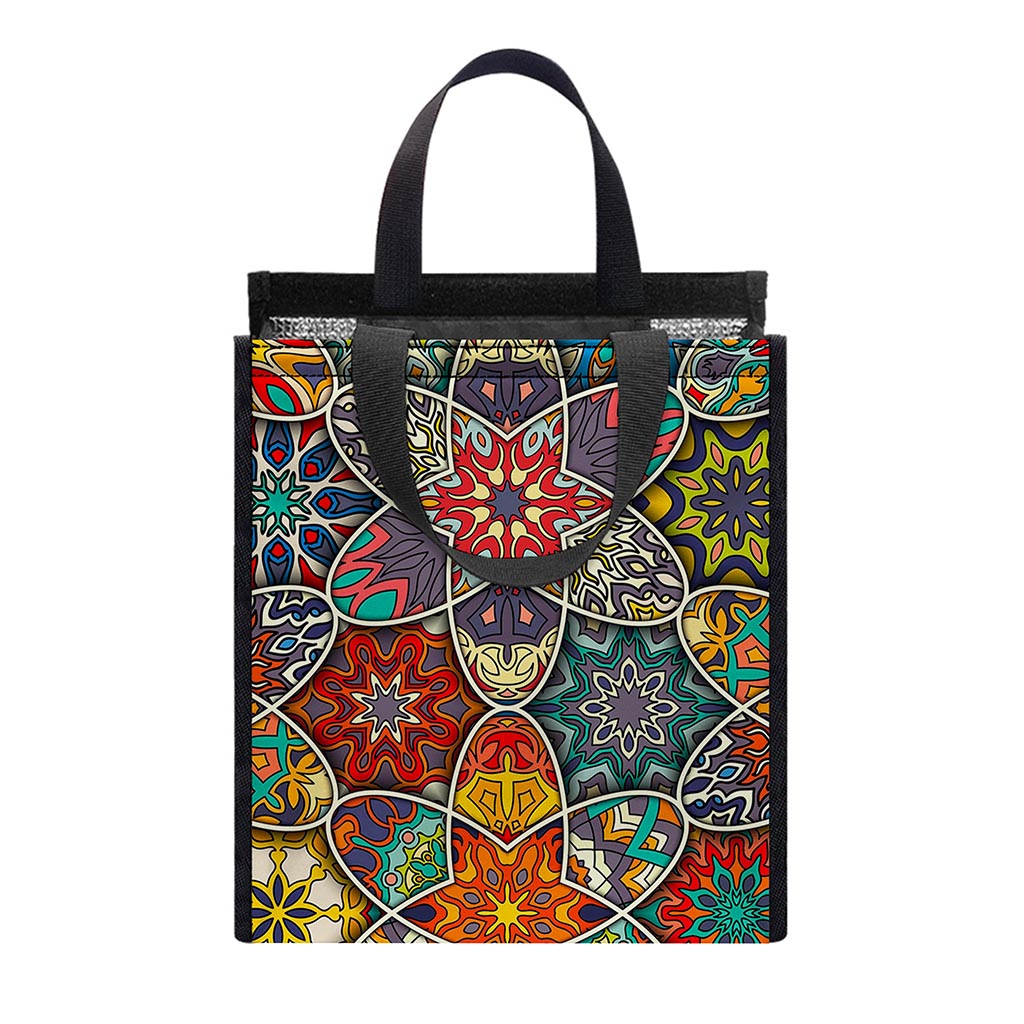 Mandala Star Bohemian Pattern Print Insulated Lunch Tote