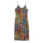 Mandala Star Bohemian Pattern Print Jersey Midi Cami Dress