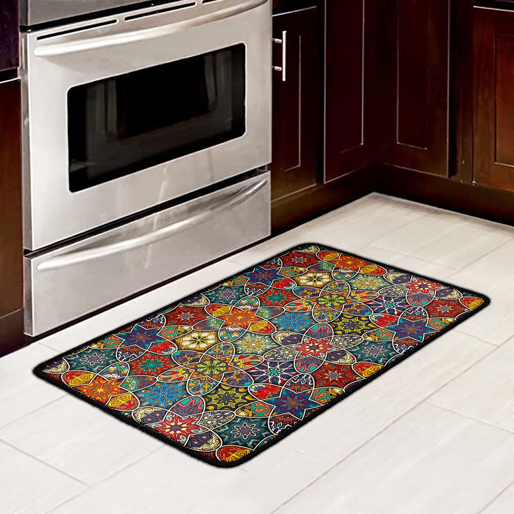 Mandala Star Bohemian Pattern Print Kitchen Mat