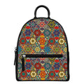 Mandala Star Bohemian Pattern Print Leather Backpack