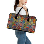 Mandala Star Bohemian Pattern Print Leather Duffle Bag