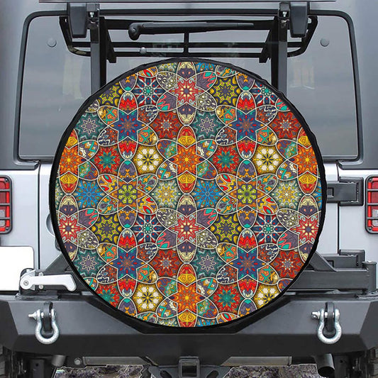 Mandala Star Bohemian Pattern Print Leather Spare Tire Cover